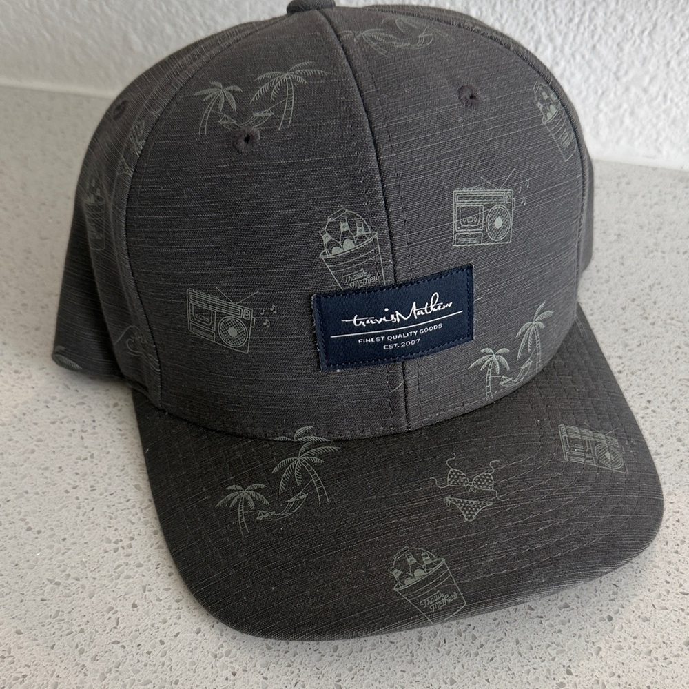 Travis Mathew Gray Palm & Radio Print Snapback Hat
